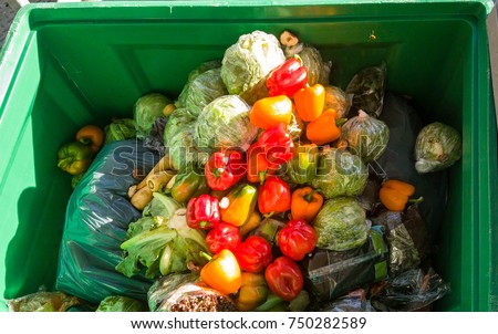 Food in the garbage container Photo stock © 