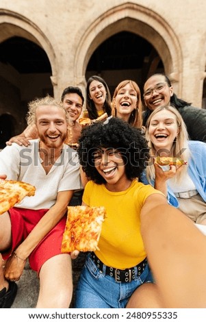 Similar – Image, Stock Photo Woman having lunch and browsing smartphone at home