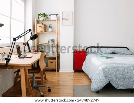 Similar – Image, Stock Photo boy in the room with sunrays through window
