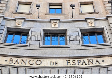 BARCELONA, SPAIN - DECEMBER 29: Bank of Spain office building in centre of Barcelona on December 29, 2014. Barcelona is the secord largest city of Spain.