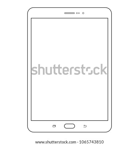 Tablet outline vector eps10. Tablet  outline icon.  Tablet computer front view outline