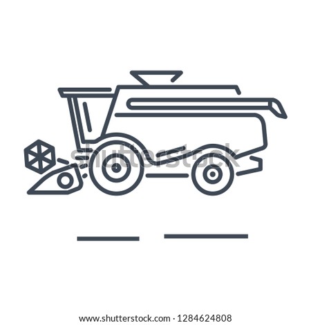 thin line icon harvester machine, combine