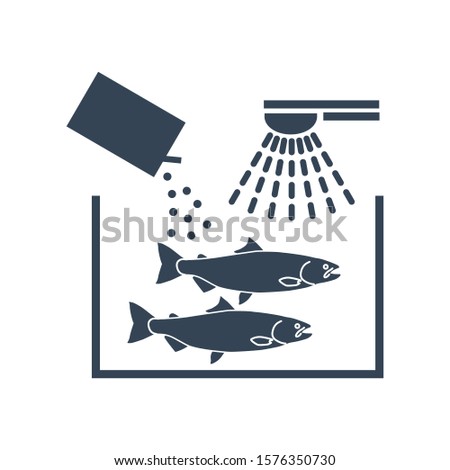 Vector icon fish processing, washing and cleaning fish