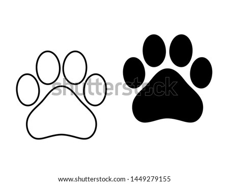 Dog Paw Print Simple Solid Outline Symbol Silhouette