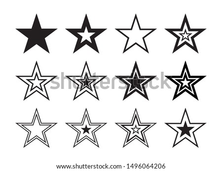 Star Shape Outline Graphic Silhouette Set