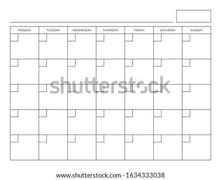 Letter Size Blank Calendar Page Monday through Sunday Print Ready