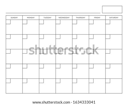 Letter Size Blank Calendar Page Sunday through Saturday Print Ready