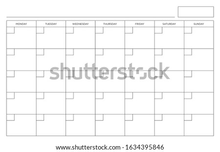 Blank Calendar Page Monday through Sunday Print Ready Fits 11x17 Size