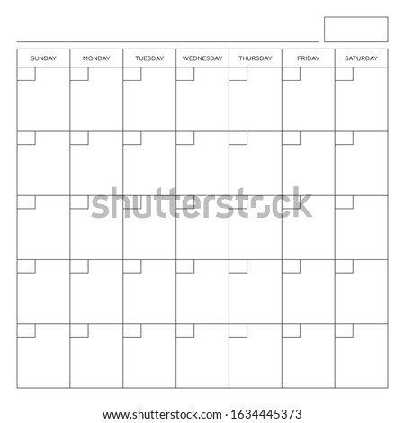 Blank Calendar Page Sunday through Saturday Print Ready Fits 12x12 Size or other Square