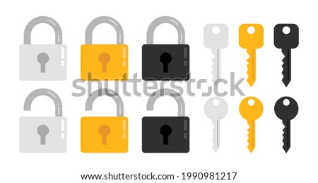 Padlock Lock Round and Square Key Set Silver Gold and Black
