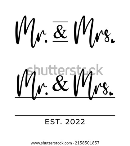 Mr. and Mrs. Decorative Wedding Sign Celebration Lettering