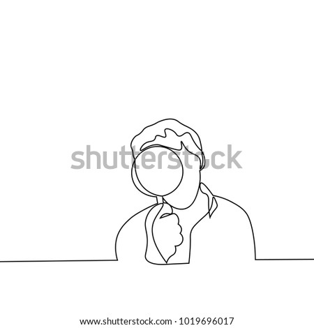 man with magnifying glass - single line drawing