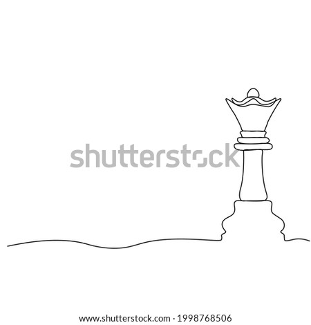 Chess Day. Queen chess piece. Solid line. Vector illustration drawn with a single line.