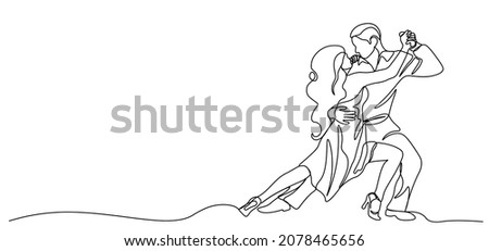 Vector illustration. International Tango Day. dance. Holiday. Drawing with one line.