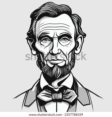 hand draw art image of Abraham Lincoln,ibrahim lincon silhoutie,the 16th president of the United States