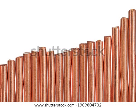round copper profile isolated on white background, metallic copper background. copper texture  