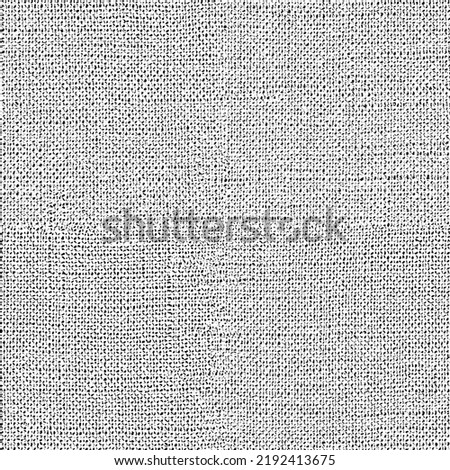 Seamless fabric texture. Vector halftone illustration. Monochrome background of rough canvas.