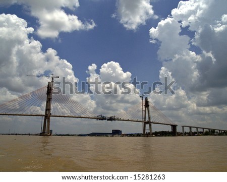 The new bridge across mekong delta river in vietnam