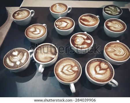 coffee latte vintage tone hot background drink breakfast cafe cup morning grown cold