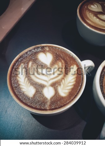 coffee latte vintage tone hot background drink breakfast cafe cup morning grown cold