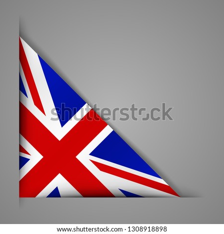 Flag of the Great Britain . Realistic flag of England. Paper cutting style.Corner Ribbon. Isolated Vector illustration.