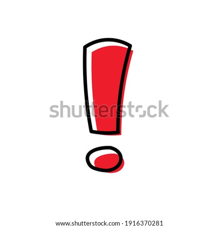 Exclamation mark. Isolated on white background. Red exclamation mark. Cartoon style. Vector graphics.