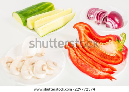 Chopped vegetables prepared for further processing