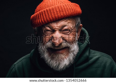 Similar – Image, Stock Photo Portrait of an old woman doing some gardening while smiling to camera during free time. Leisure time activities at home. Saving the planet plating plants. Planet concerns. Mature people works at home