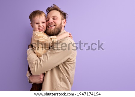 Similar – Image, Stock Photo Baby son standing on mothers feet