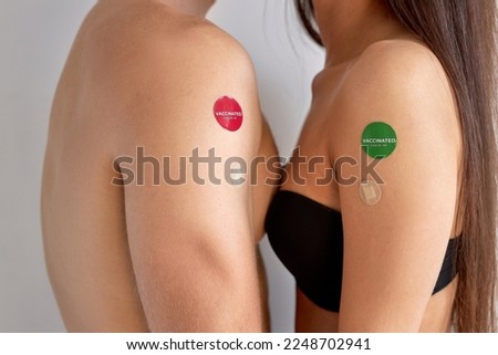 Similar – Image, Stock Photo Unrecognizable shirtless female standing on sandy coastline