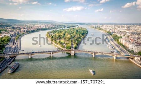 Similar – Image, Stock Photo View from Margaret Island of Budapest’s parliament building