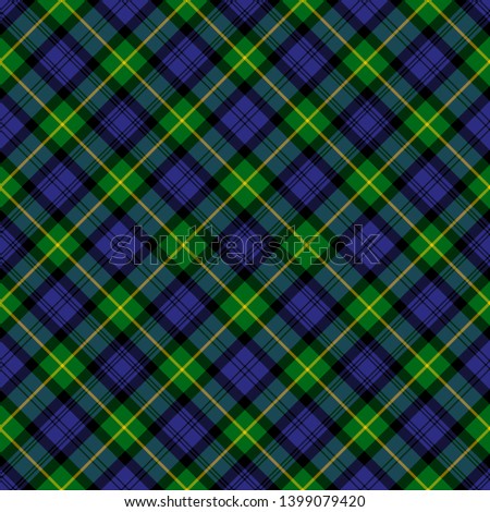 Gordon Modern Tartan. Diagonal cell, seamless pattern for fabric, kilts, skirts, plaids