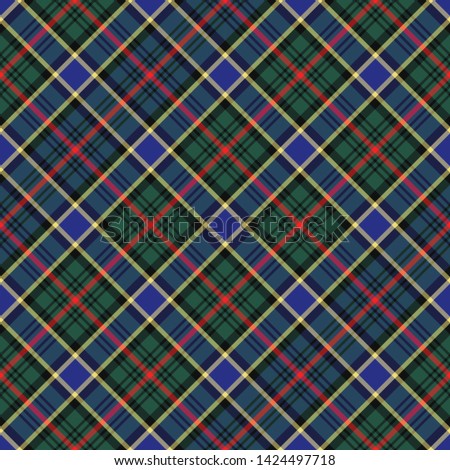 The Traditional Hunting Modern Tartan of the Scottish Clan Ogilvie. Seamless pattern for fabric, kilts, skirts, plaids. Diagonal cell