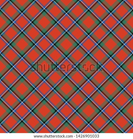 The Traditional Ancient Tartan of the Scottish Clan Sinclair. Seamless pattern for fabric, kilts, skirts, plaids. Diagonal cell