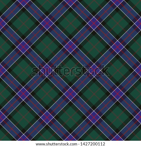 The Traditional Hunting Modern Tartan of the Scottish Clan Sinclair. Seamless pattern for fabric, kilts, skirts, plaids. Diagonal cell