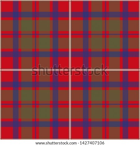 The Traditional Modern Tartan of the Scottish Clan Shaw Red. Seamless pattern for fabric, kilts, skirts, plaids