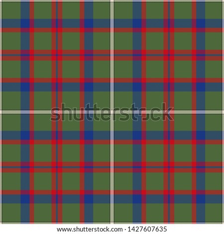 The Traditional Modern Tartan of the Scottish Clan Shaw Green. Seamless pattern for fabric, kilts, skirts, plaids