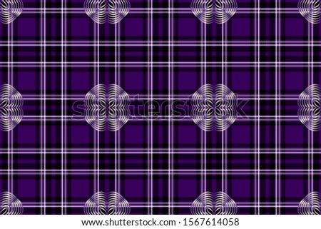 Abstract patterns on a checkered background. Creative option for new types of fabrics. The basis is Kansas State University tartan
