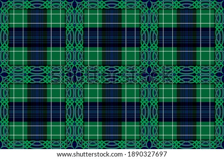 Stylized checkered background with patterns for prints, fabrics, designs, clothes.