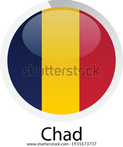 Round glossy flag of Chad vector illustration icon. Simple Isolated flat button. EPS10.
