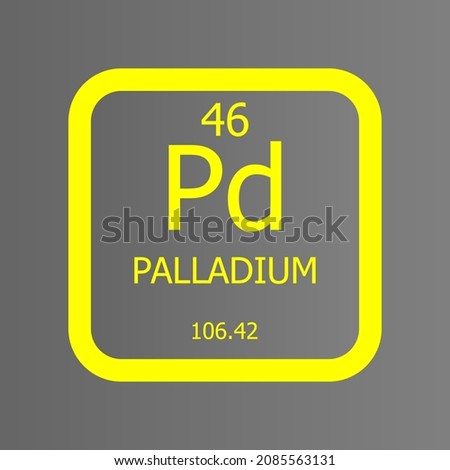 Palladium Pd Chemical Element vector illustration diagram, with atomic number and mass. Simple flat dark gradient design for education, lab, science class.