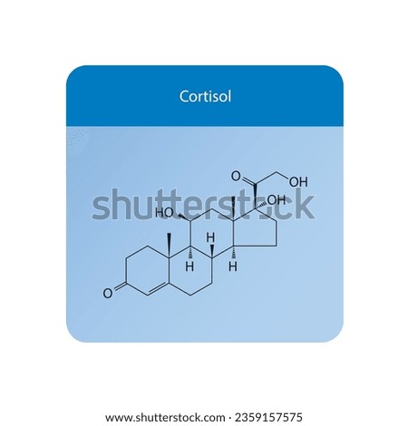Cortisol Steroid Hormone stress hormone Molecular structure skeletal formula on blue background.