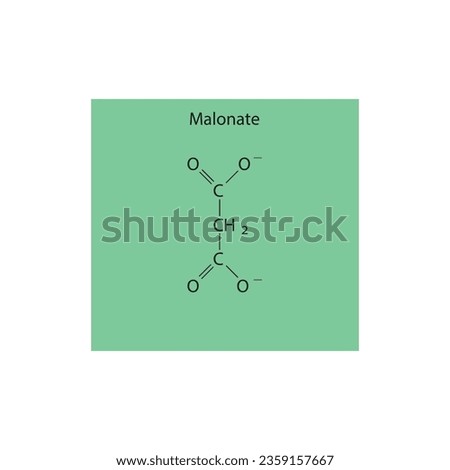 Malonate Dicarboxylic Acid competitive inhibitor of enzymes involved in various metabolic pathways Molecular structure skeletal formula on green background.