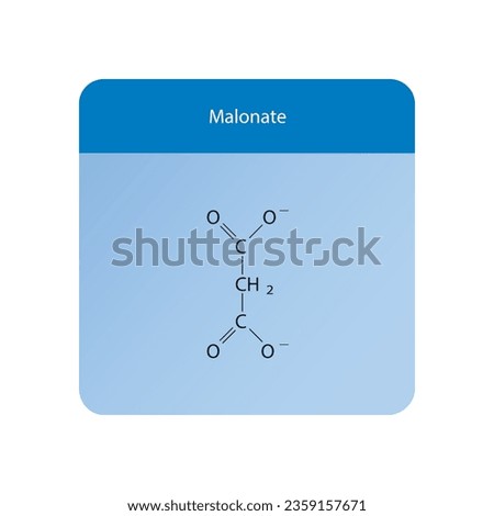 Malonate Dicarboxylic Acid competitive inhibitor of enzymes involved in various metabolic pathways Molecular structure skeletal formula on blue background.