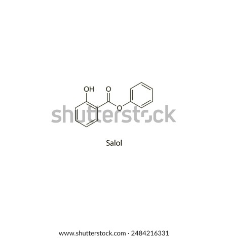 Salol flat skeletal molecular structure Analgesic agent drug used in Urinary tract irritation treatment. Vector illustration scientific diagram.