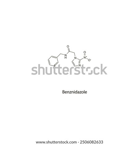 Benznidazole flat skeletal molecular structure Antiprotozoal drug used in American trypanosomiasis treatment. Vector illustration scientific diagram.