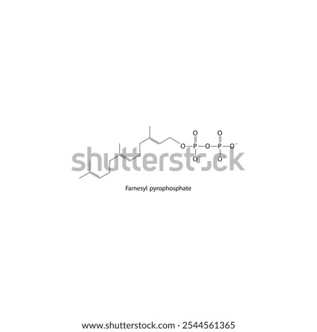 Farnesyl pyrophosphate skeletal structure diagram.Organic molecule compound molecule scientific illustration.