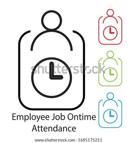 Employee job attendance line art vector icon design
