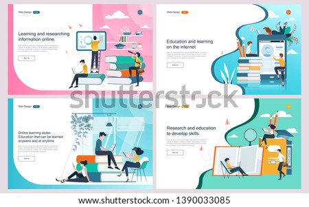 Set of flat design concept education for website and landing page template.Online education, training and courses, investment in education, Vector 