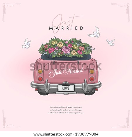 Hand drawn wedding car. Vector illustration Сток-фото © 